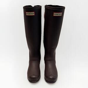 Hunter Rain Boots Women’s 5 Original Tall Back Adjustable Eggplant Purple *Flaw*